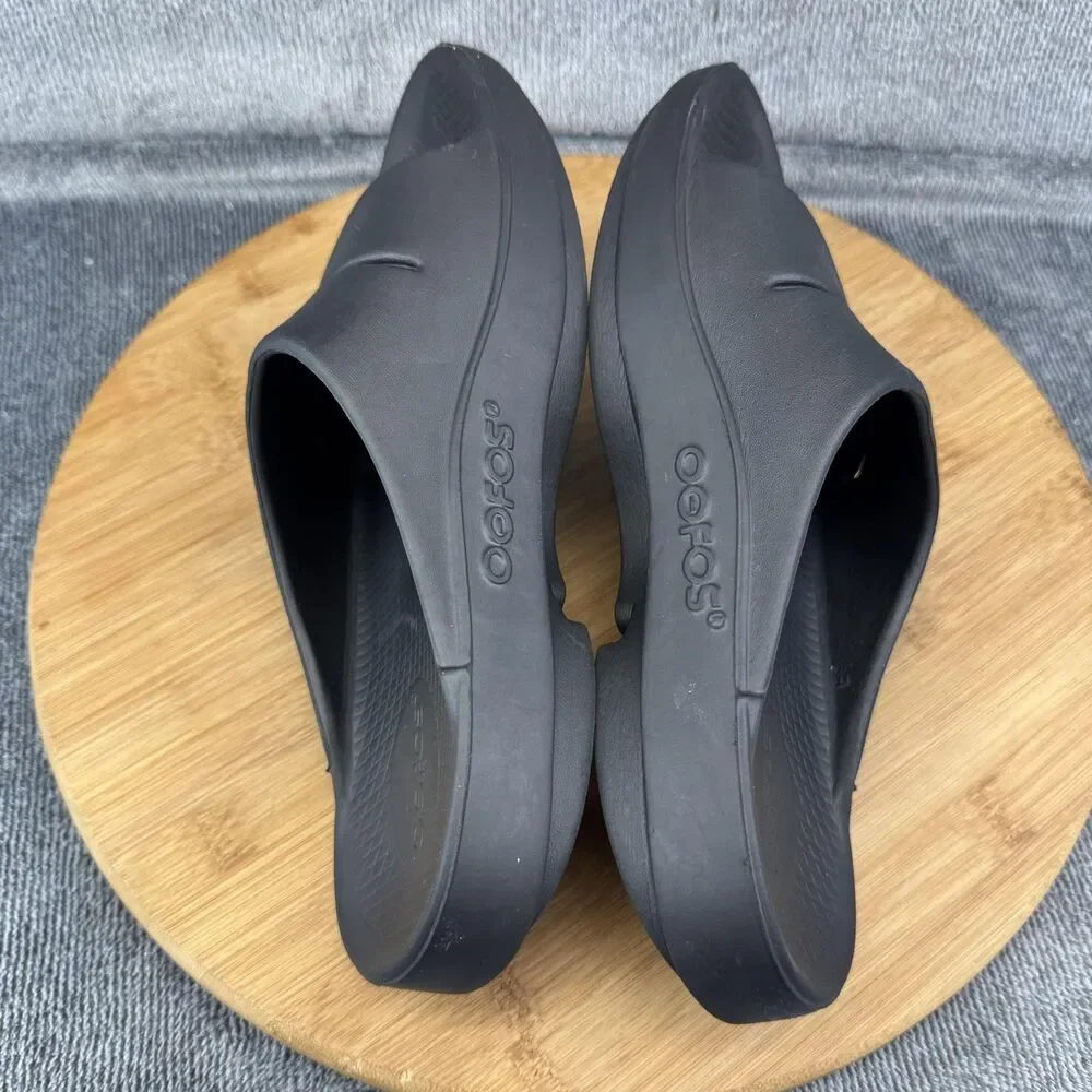 OOFOS OOahh Slide Sandals Mens 6 Womens 8 Black Recovery Comfort Shoes